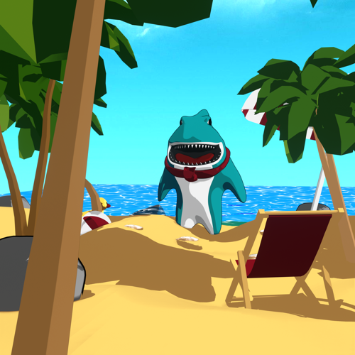 Anime Shark having fun at the beach preview image